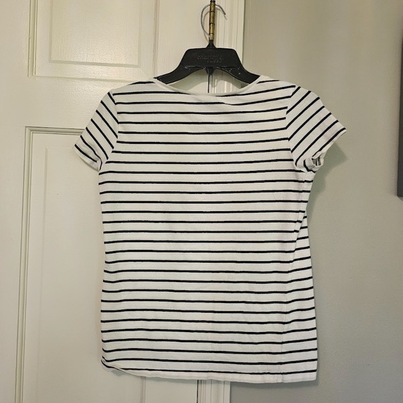 Divided Black and White Striped Short Sleeve Top - Picture 2 of 3